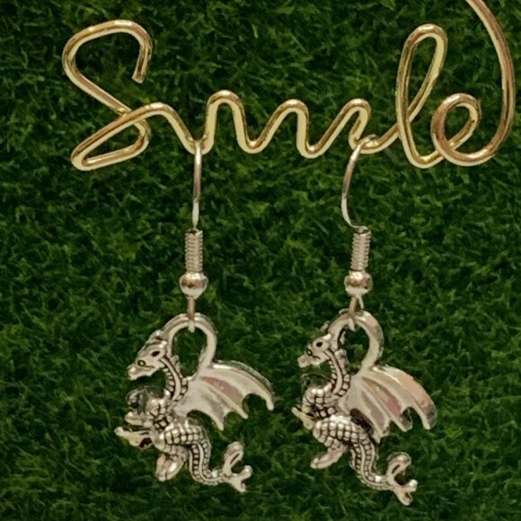 Dragon Earring, Punk Earring, Goth Earring, Dragon Jewelry, Gift Idea - Picture 2 of 7